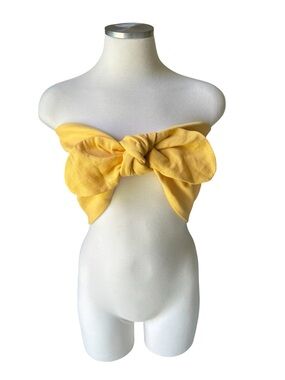 Just bee queen Yellow Knot-Front Strapless Crop Top